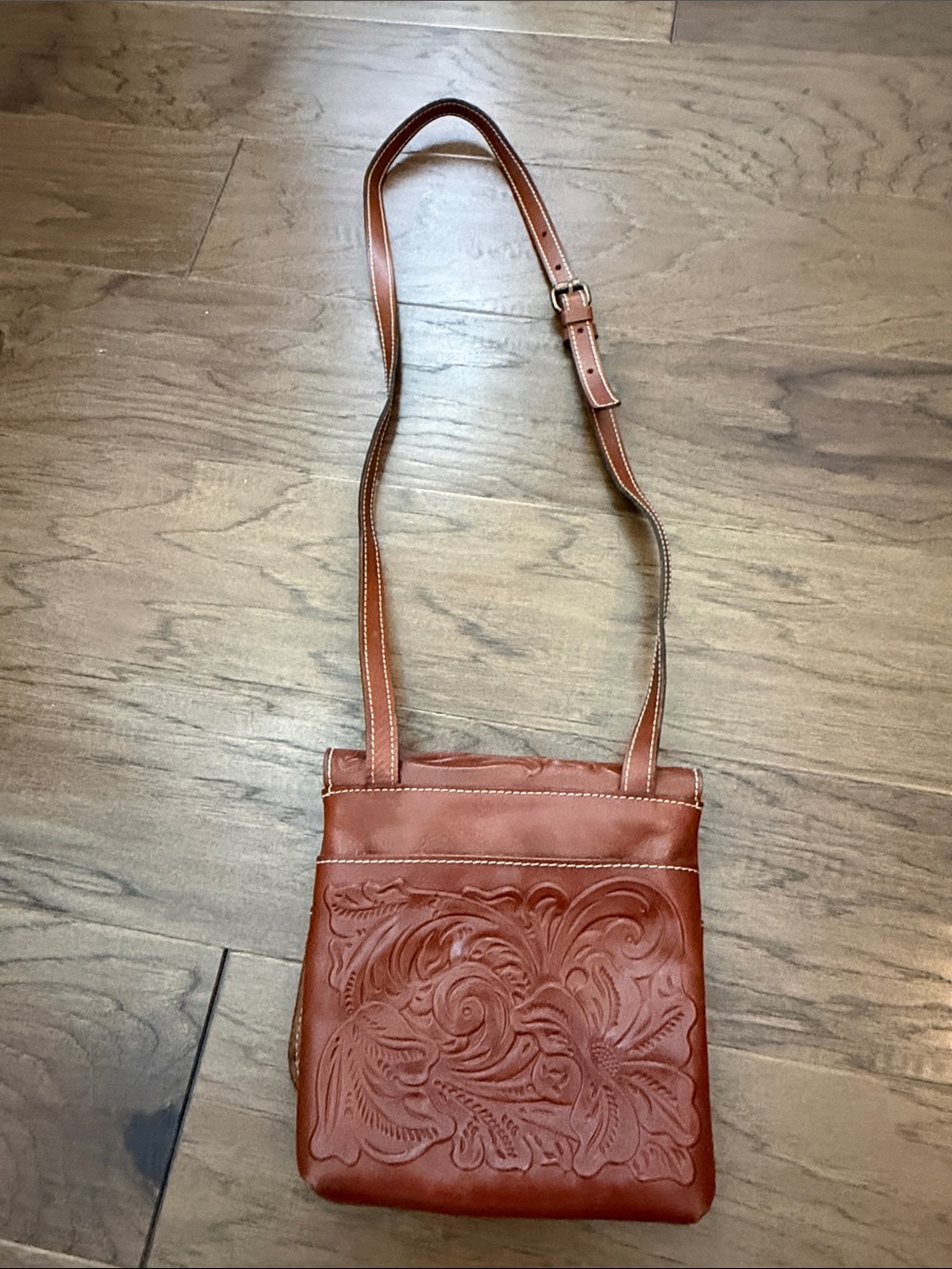 Patricia Nash Granada Crossbody Bag - Tooled Florence Brown Leather - Picture 8 of 12